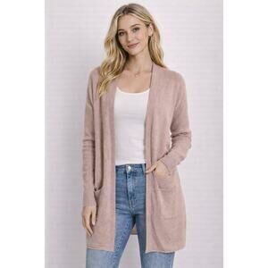 Tahari Cashmere Blend XXS Long Cardigan Dusty Pink Grandmacore Cozy Soft